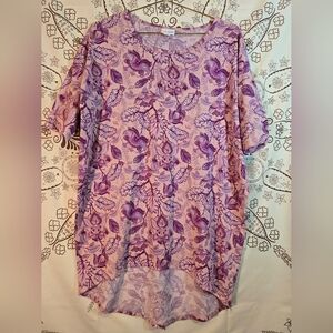 LulaRoe Perfect Tee Floral Pink And Purple XS